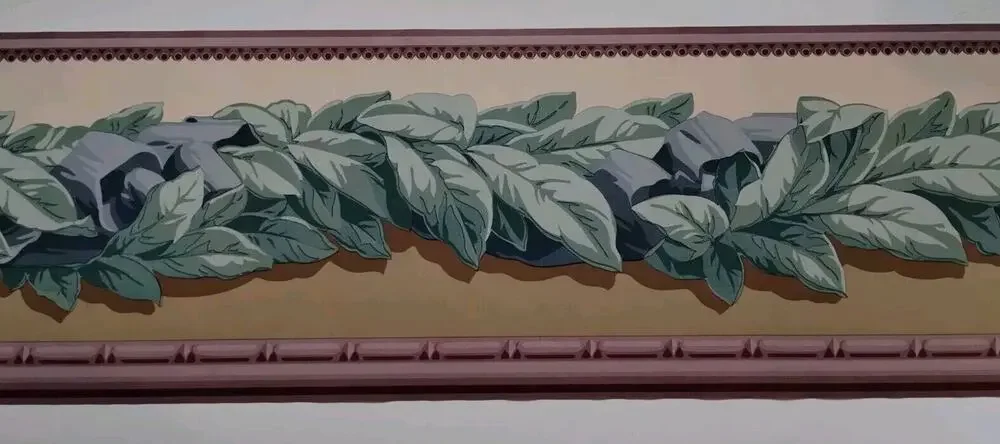 Seabrook Designs Pre-pasted Wall Border - Leaves with Boulders - 5 yds - LB357B